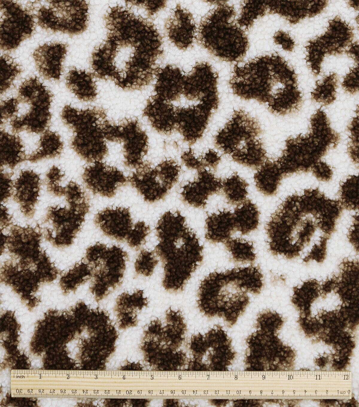 Brown Leopard Printed Teddy Fur Sherpa Fabric