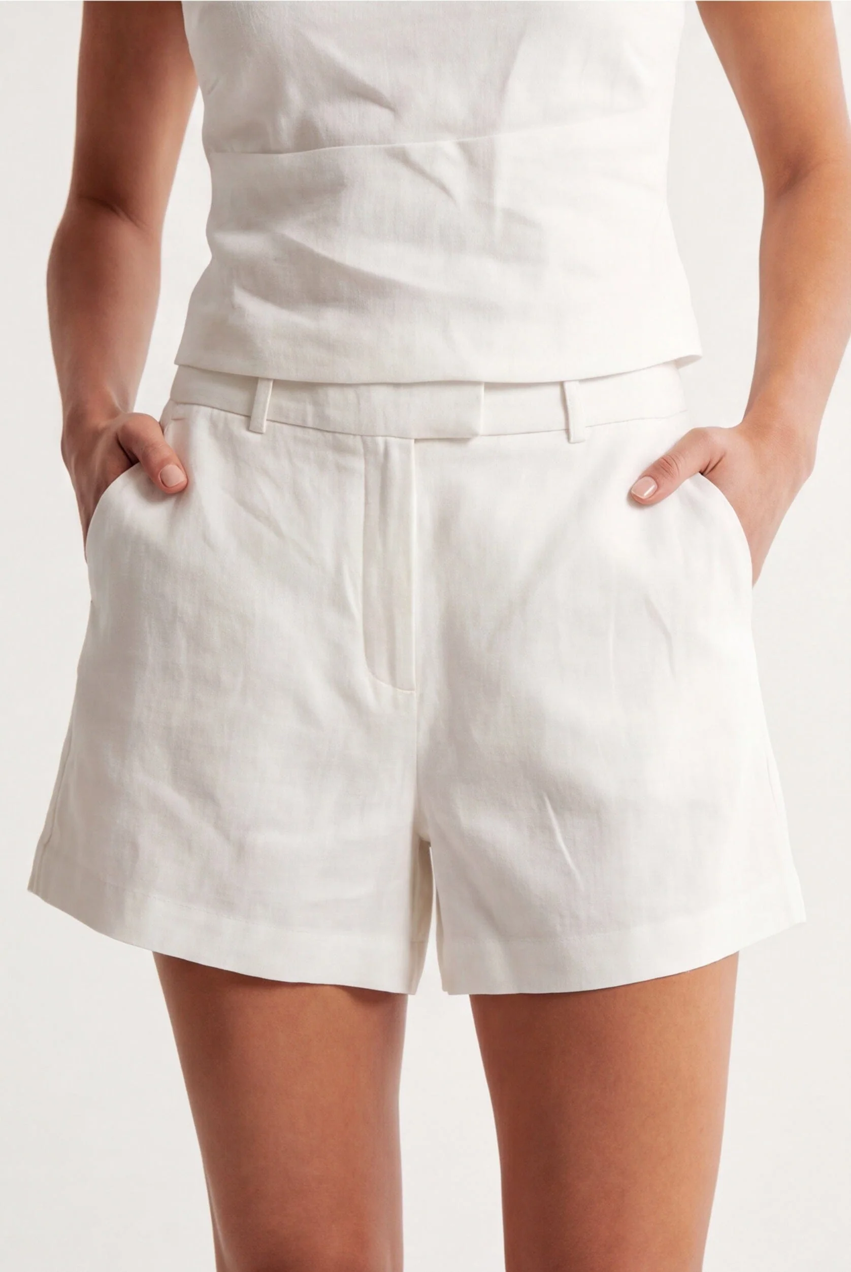 SHORT 100% LIN - CHELSEA - BLANC