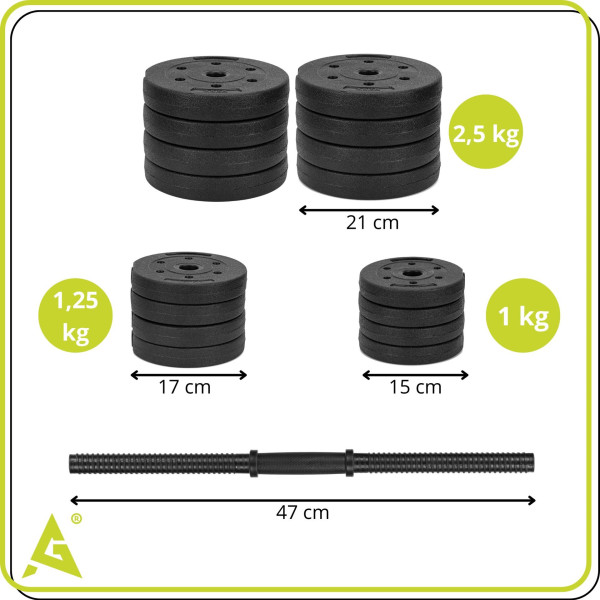 Hantle 30 kg do treningu siłowego Actiget zestaw 2x15 kg sztanga talerze