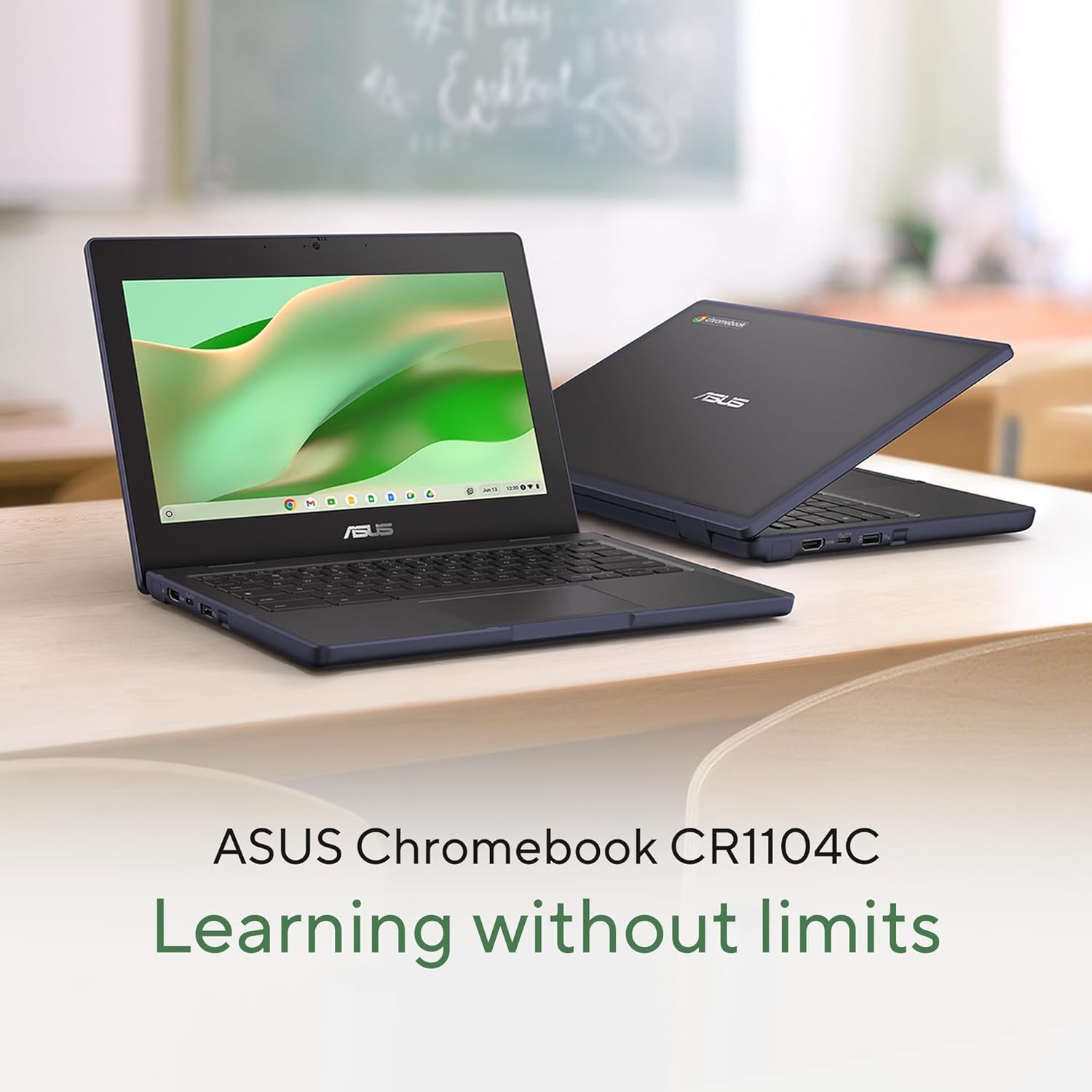 ASUS Chromebook CR11 Ruggedized Laptop  11.6” Display  Intel Processor N100 Processor  4GB RAM  64GB eMMC Storage  Antimicrobial Guard  Spill-Resistant Keyboard  Mineral Grey  CR1104CGA-AS44