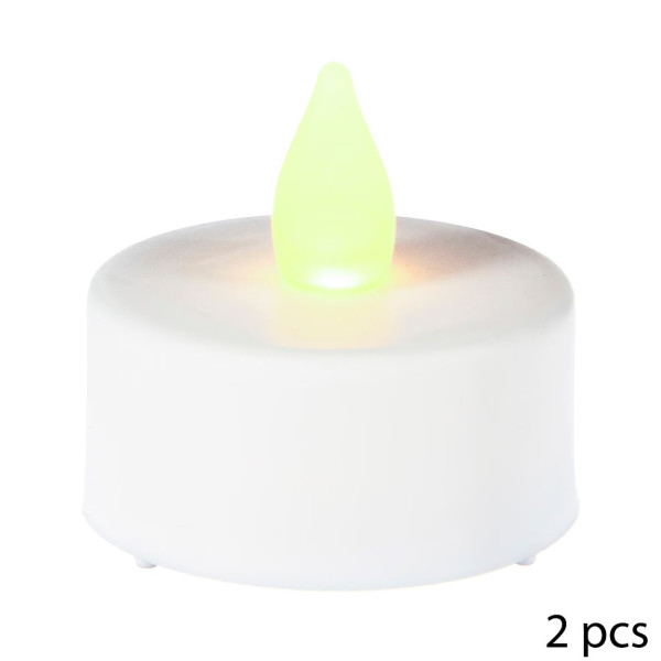 Zestaw 2 podgrzewaczy LED białe 3.8x3.7 cm sztuczny płomień