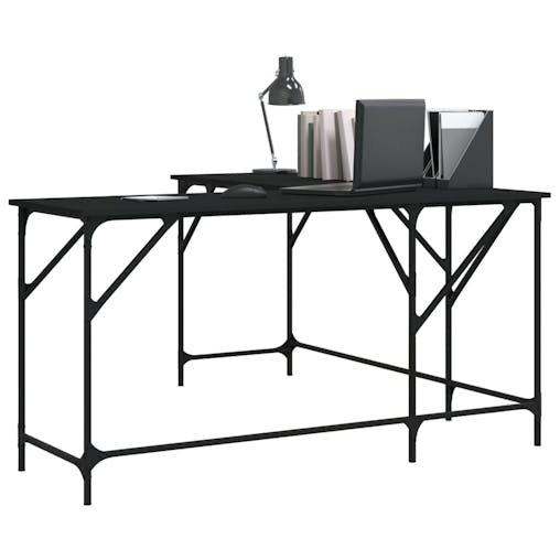 NNEVL Desk Black 149x149x75 cm Engineered Wood