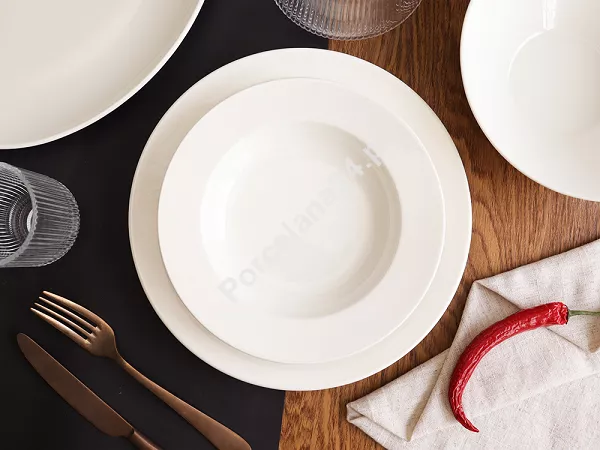 Serwis obiadowy 12 osób (40 el.) Rinart - Banquet (z rantem) ecru