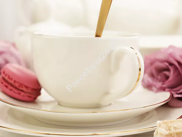 Serwis obiadowo - herbaciany na 12 osób (105 el.) Bogucice - Lolita Cream Gold 1258