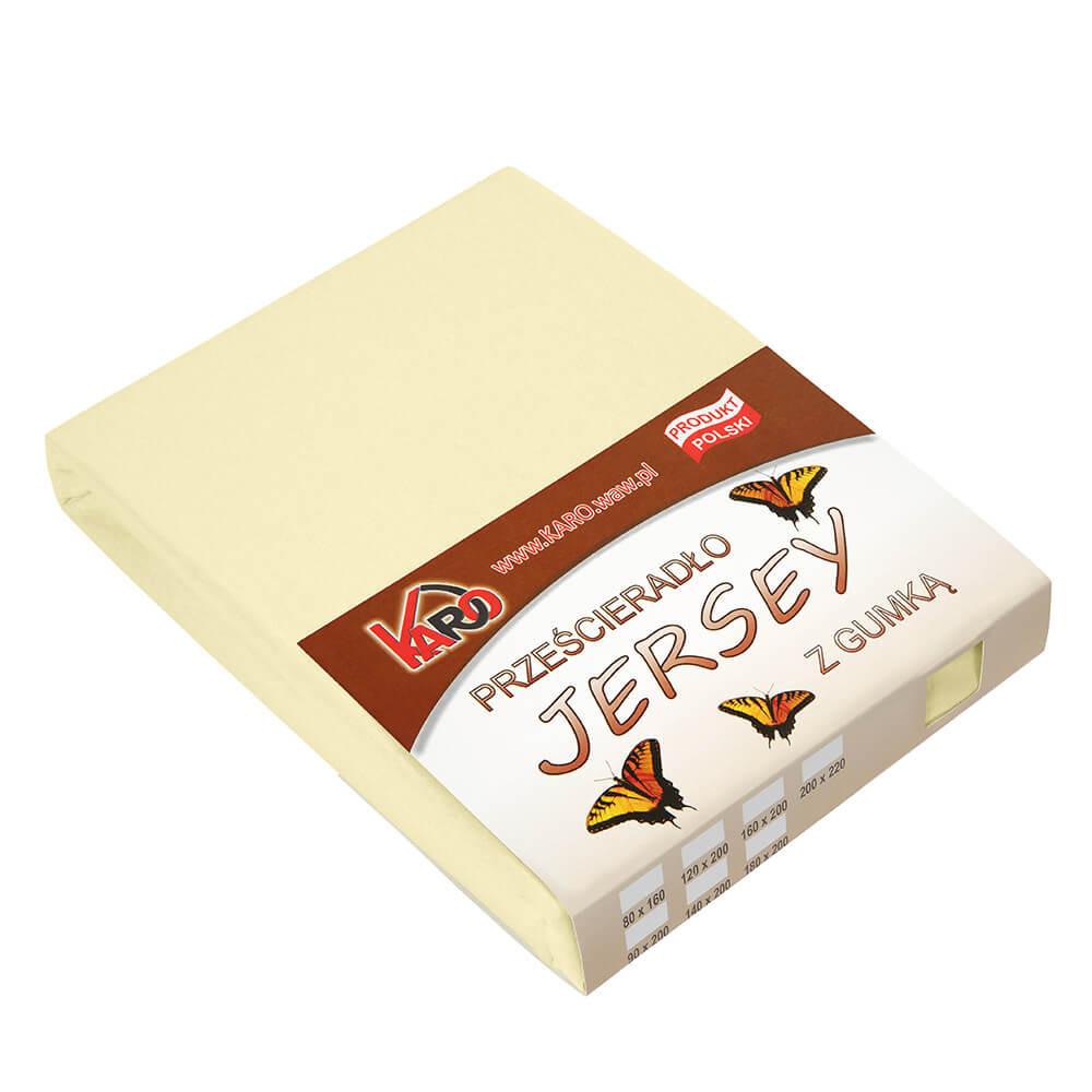 Prześcieradło jersey z gumką 120x200 kremowe KARO