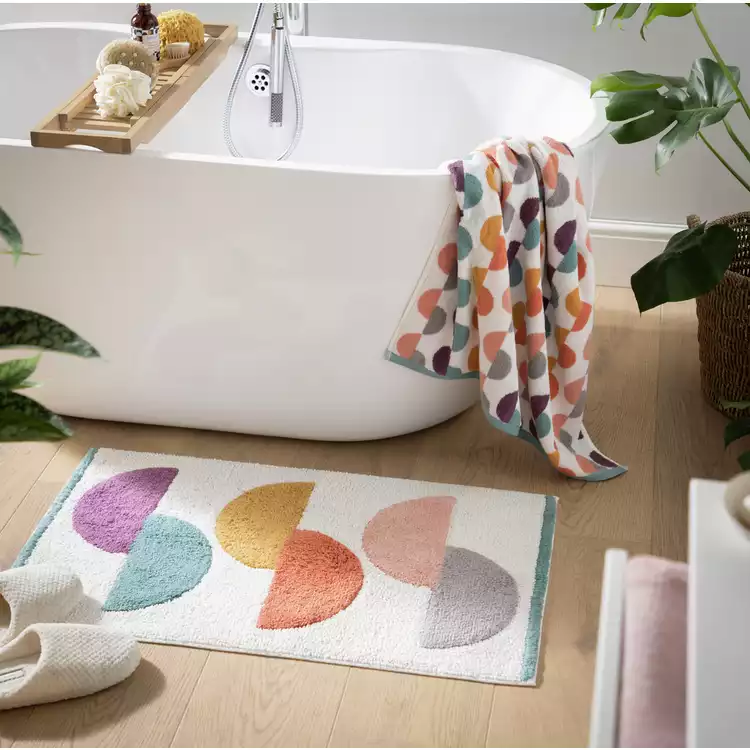 Habitat Brights Geo Tufted Cotton Bath Mat - White
