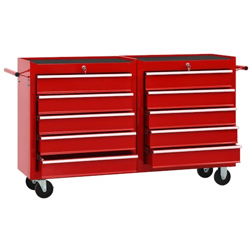 NNEVL Tool Trolley with 10 Drawers Steel Red
