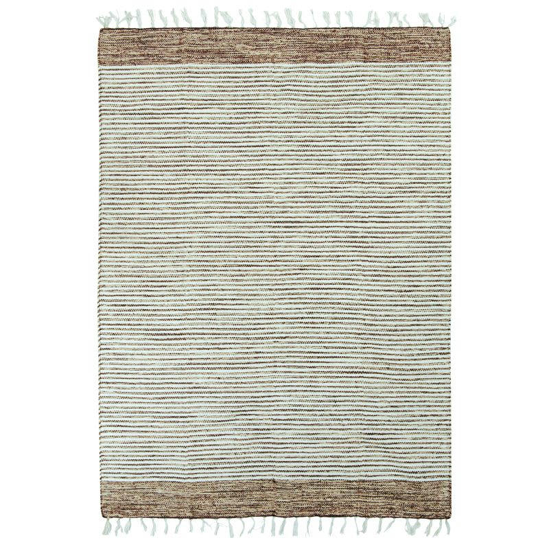 TERRA - Tapis 100% coton bandes sable-blanc 120x170