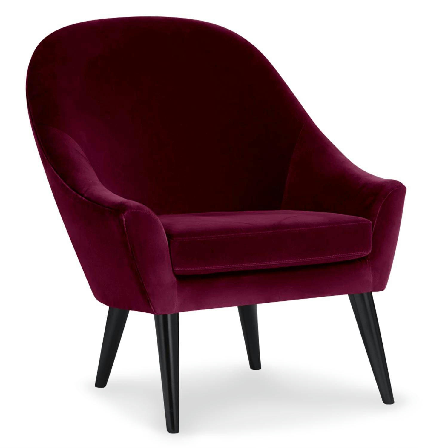 DAKOTA - Fauteuil scandinave velours bordeaux
