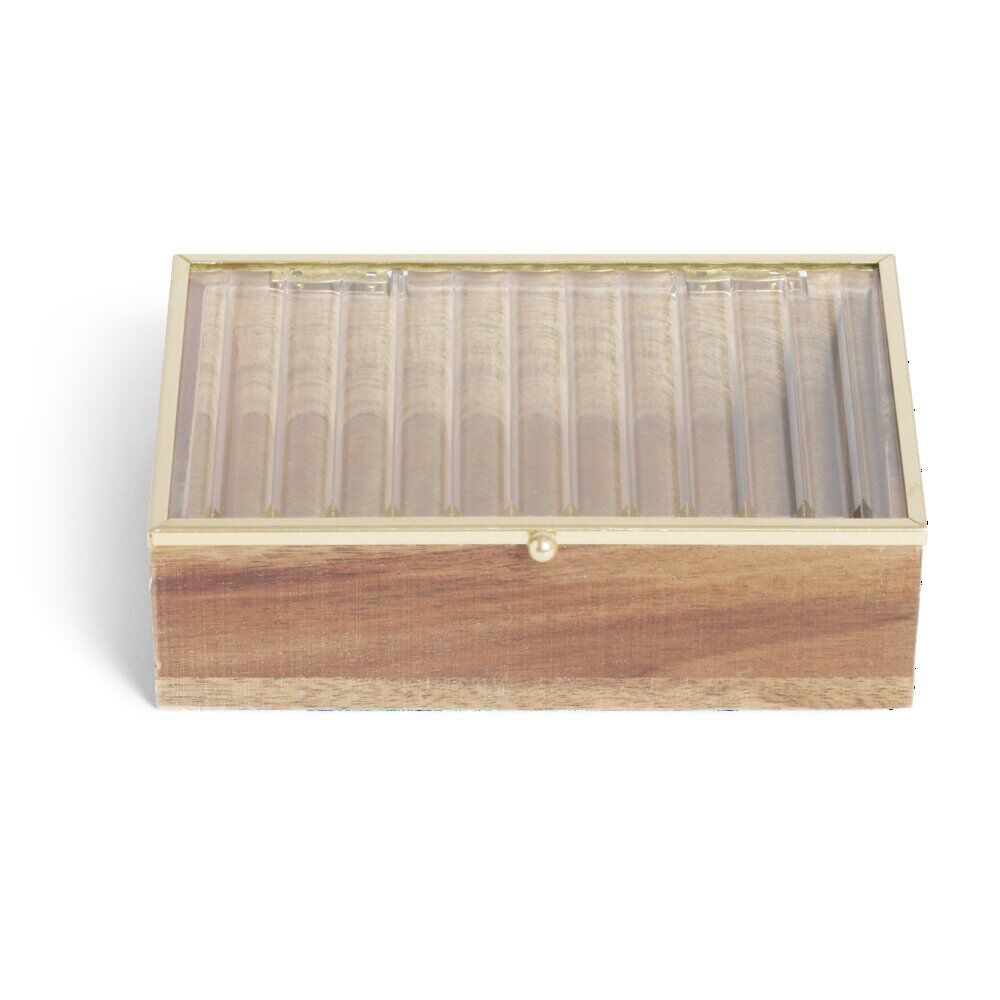 BoÎte bois d'acacia et verre taille S 15x10x4,6cm