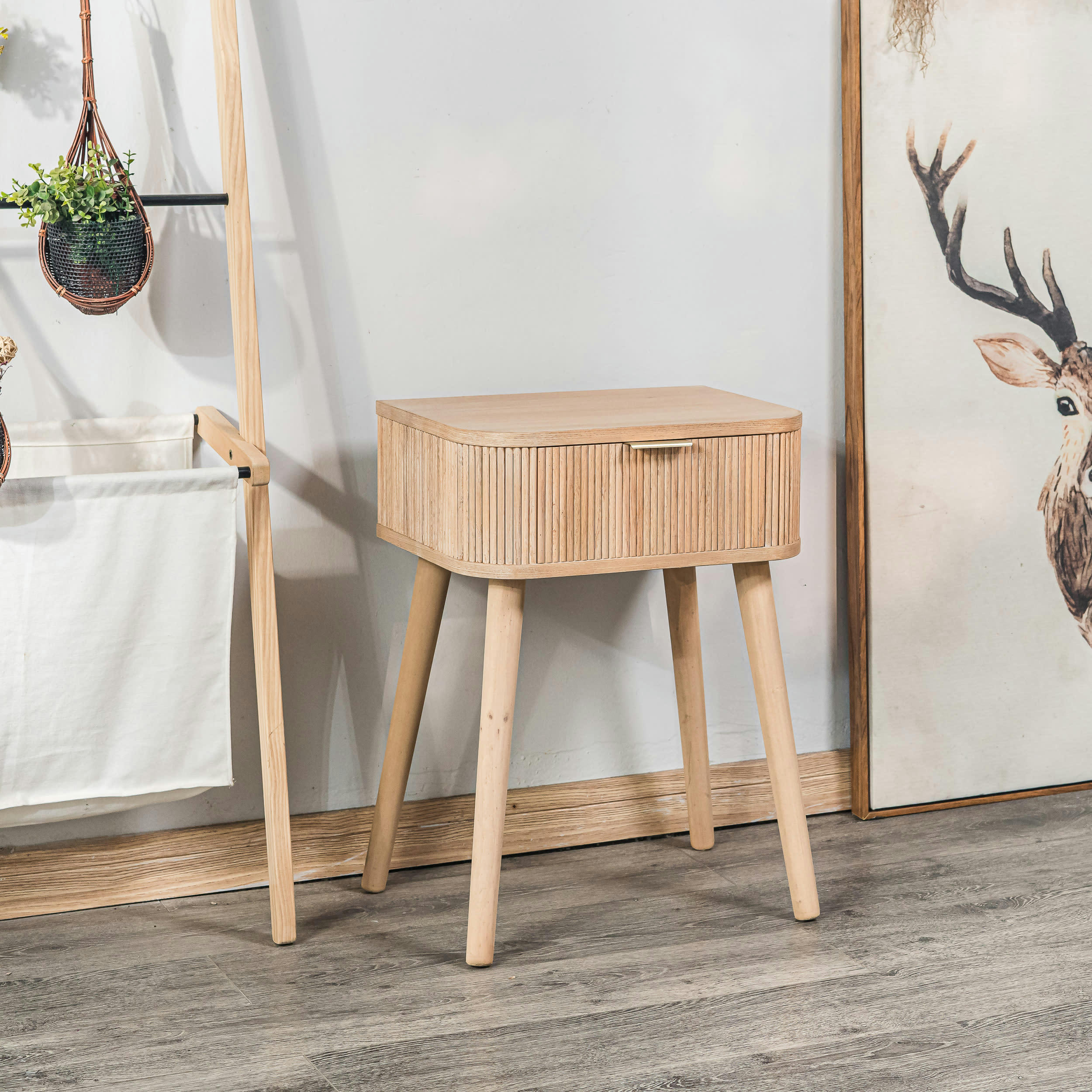 - Table de chevet 1 tiroir en bois naturel