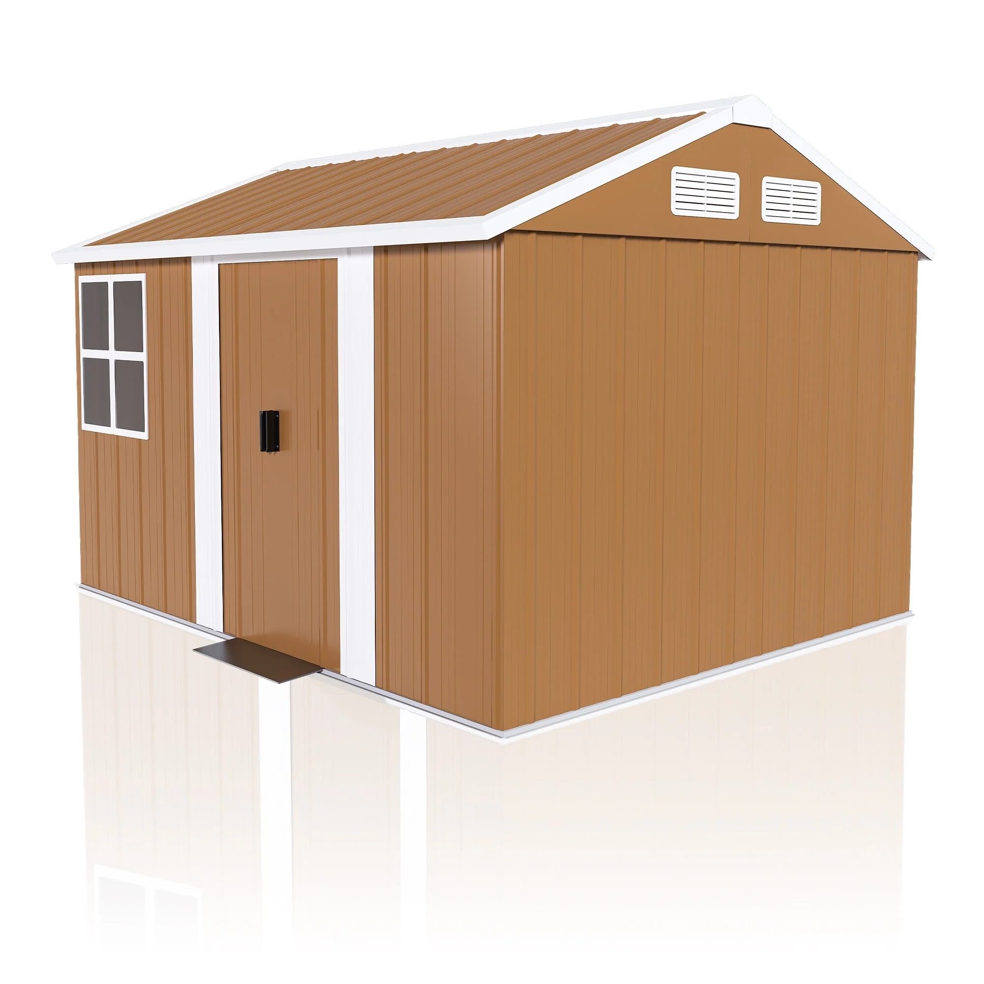 8X10 FT Heavy-Duty Metal Storage Shed with Windows, Lockable Door & Ventilation - Weatherproof Outdoor Garden Shed