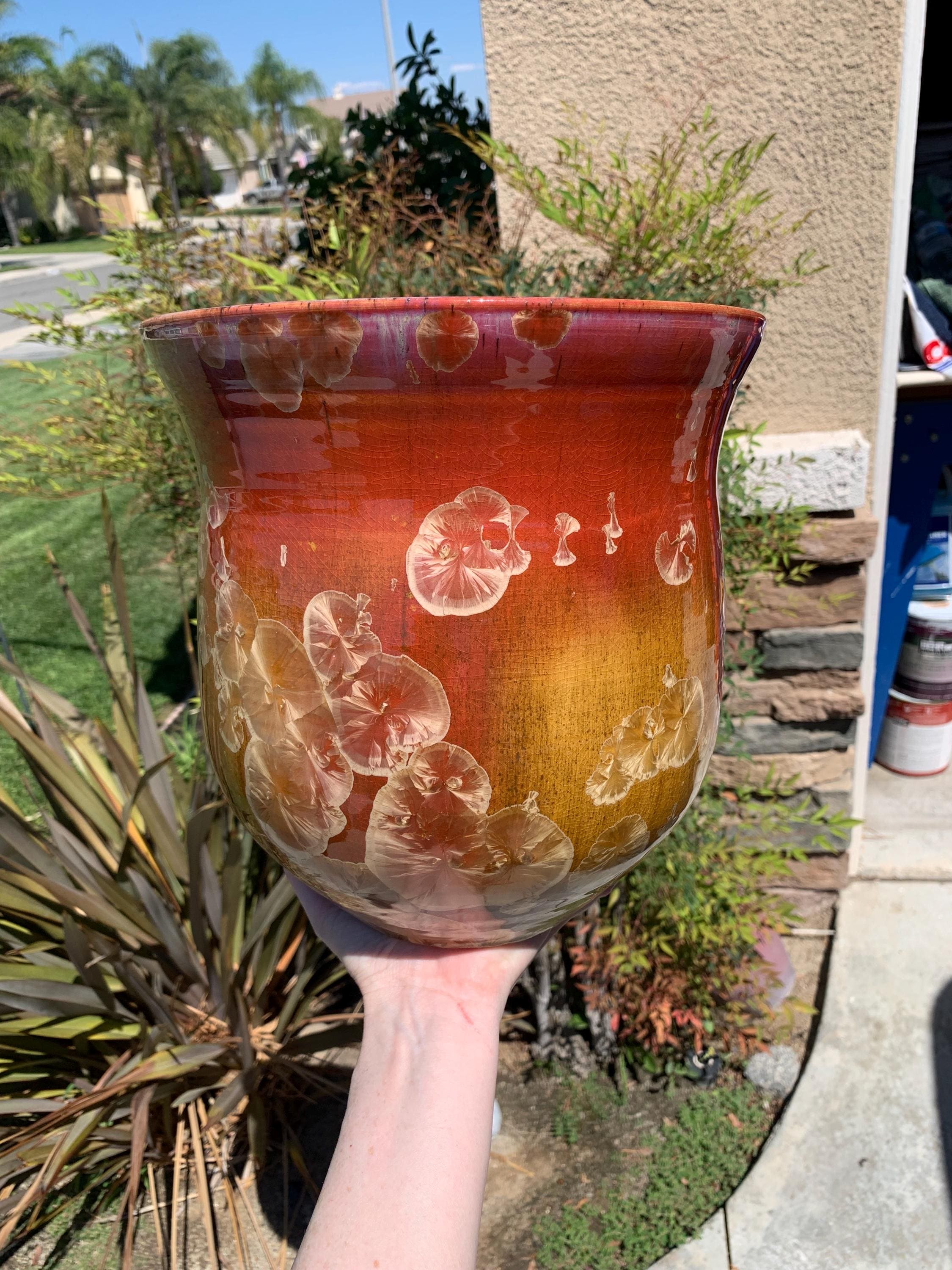 Ceramic Plant Pot Handmade Crystalline Glazed Extra Large Planter