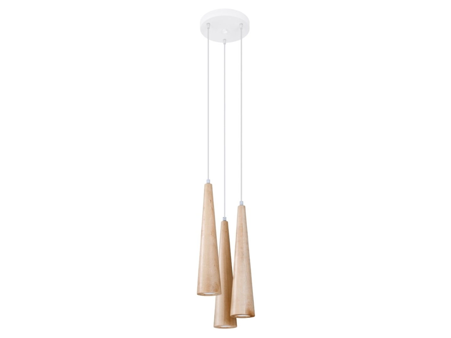 Lampa wisząca Sula 3-punktowa drewniana beżowa