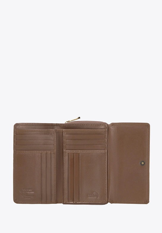 Duży portfel damski ze skóry naturalnej taupe