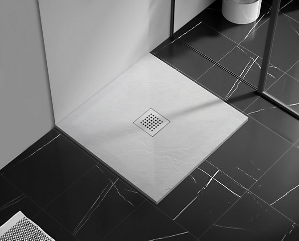 Balneo Grille 13,2x13,2cm, pour receveurs de douche, blanc, quadrillage, Stone Tray