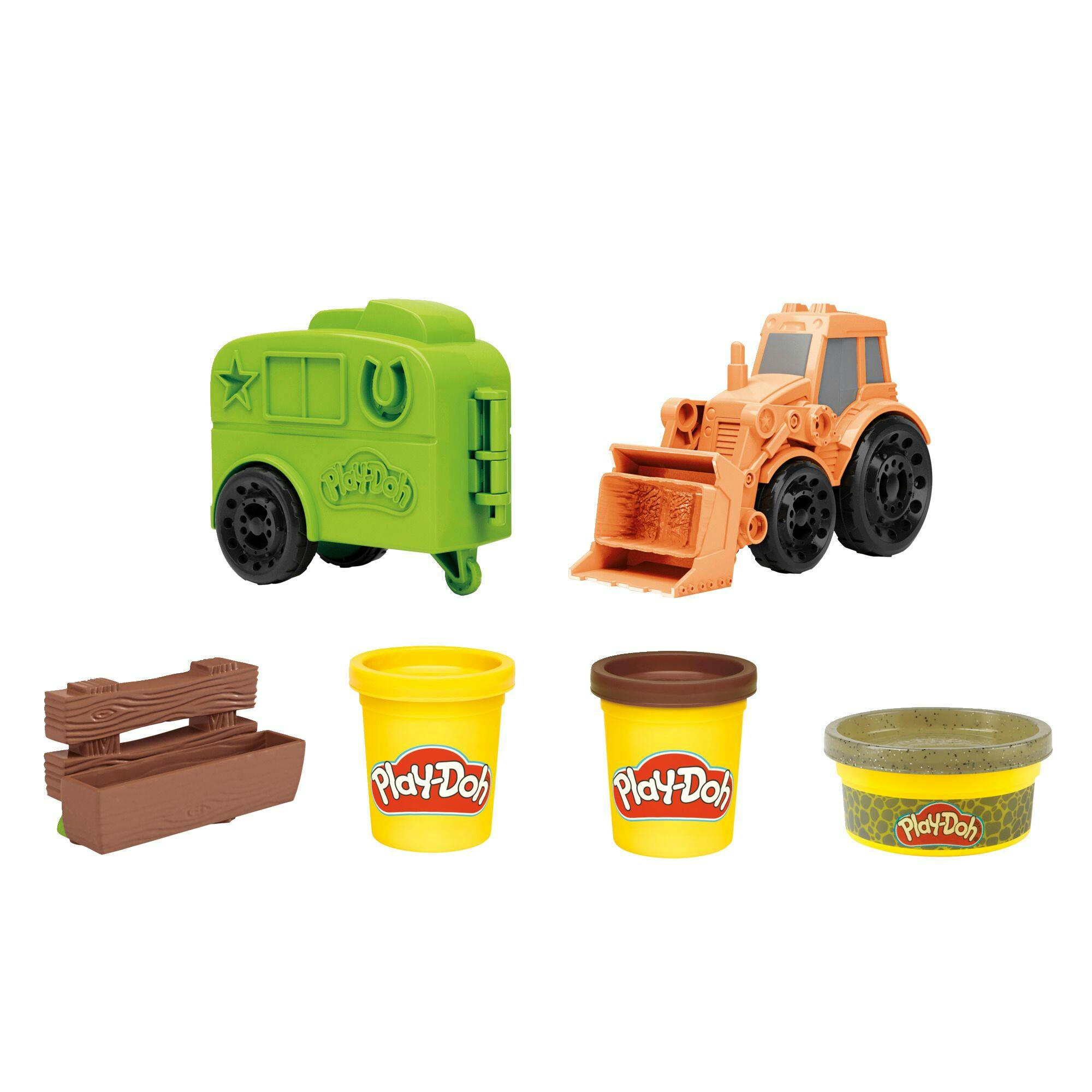 Play-Doh Wheels Tractor Farm Truck Toy Compound Playset, Multi-Colour, 6 oz, 6-pc, Ages 3+