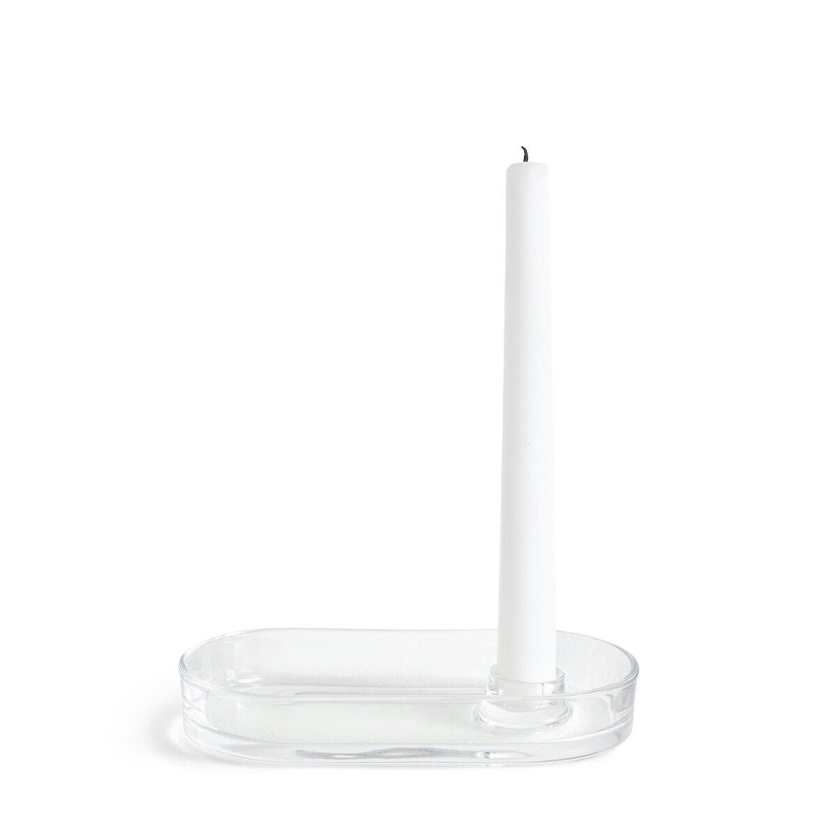 Lot de deux bougeoirs ovales en verre, Sila