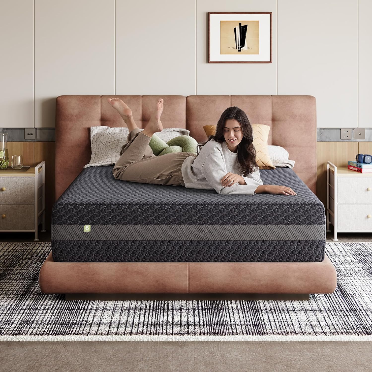Novilla Queen Mattress 12 Inch, Queen Gel Memory Foam Mattress for Spinal Alignment, Responsive Support & Refreshing Sleep Comfort, with Green Tea-Infused Foam, Medium Firm, Mattresses in a Box
