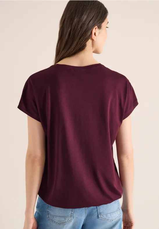 T-Shirt mit V-Neck und Spitzendetail