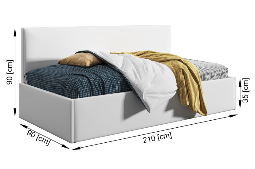 Łóżko młodzieżowe 80x200 Comfort Prato, Czarny, Pojemnik
