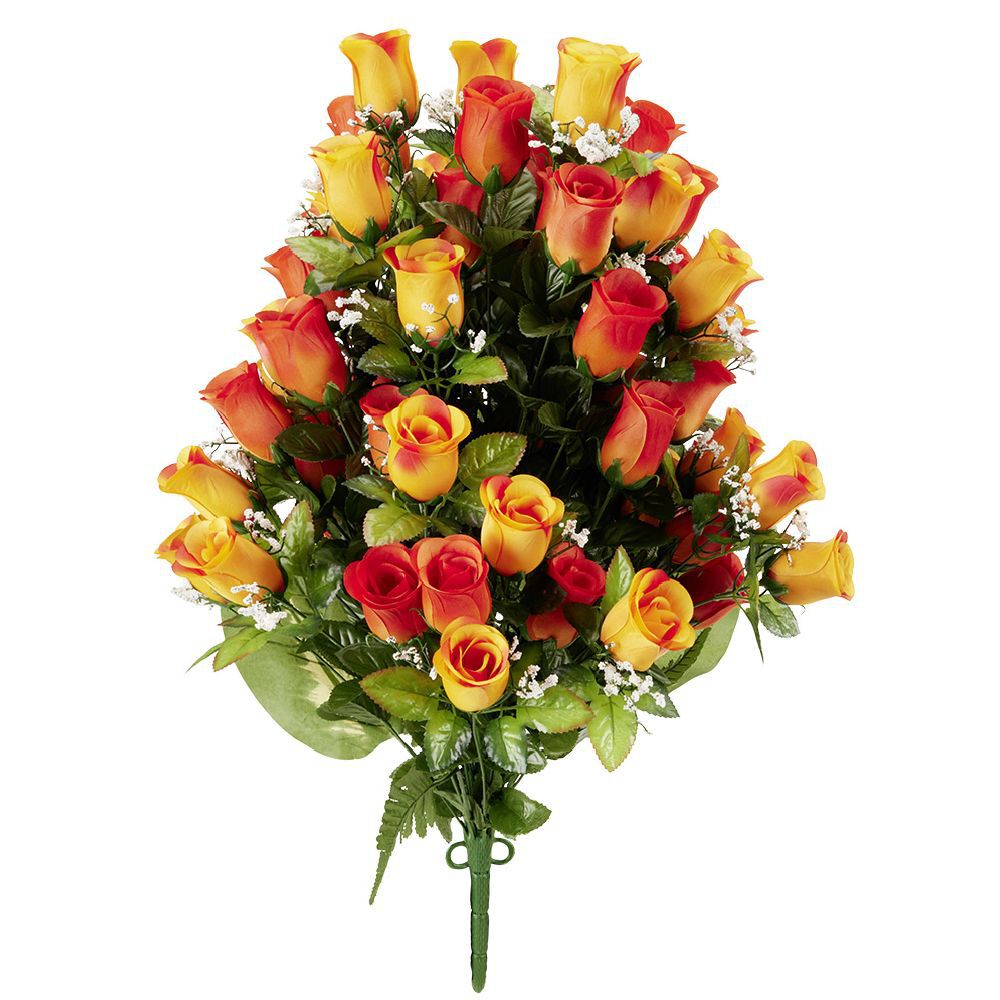Piquet de rose orange 72 têtes bouquet fleur artificielle Ø40xH67cm