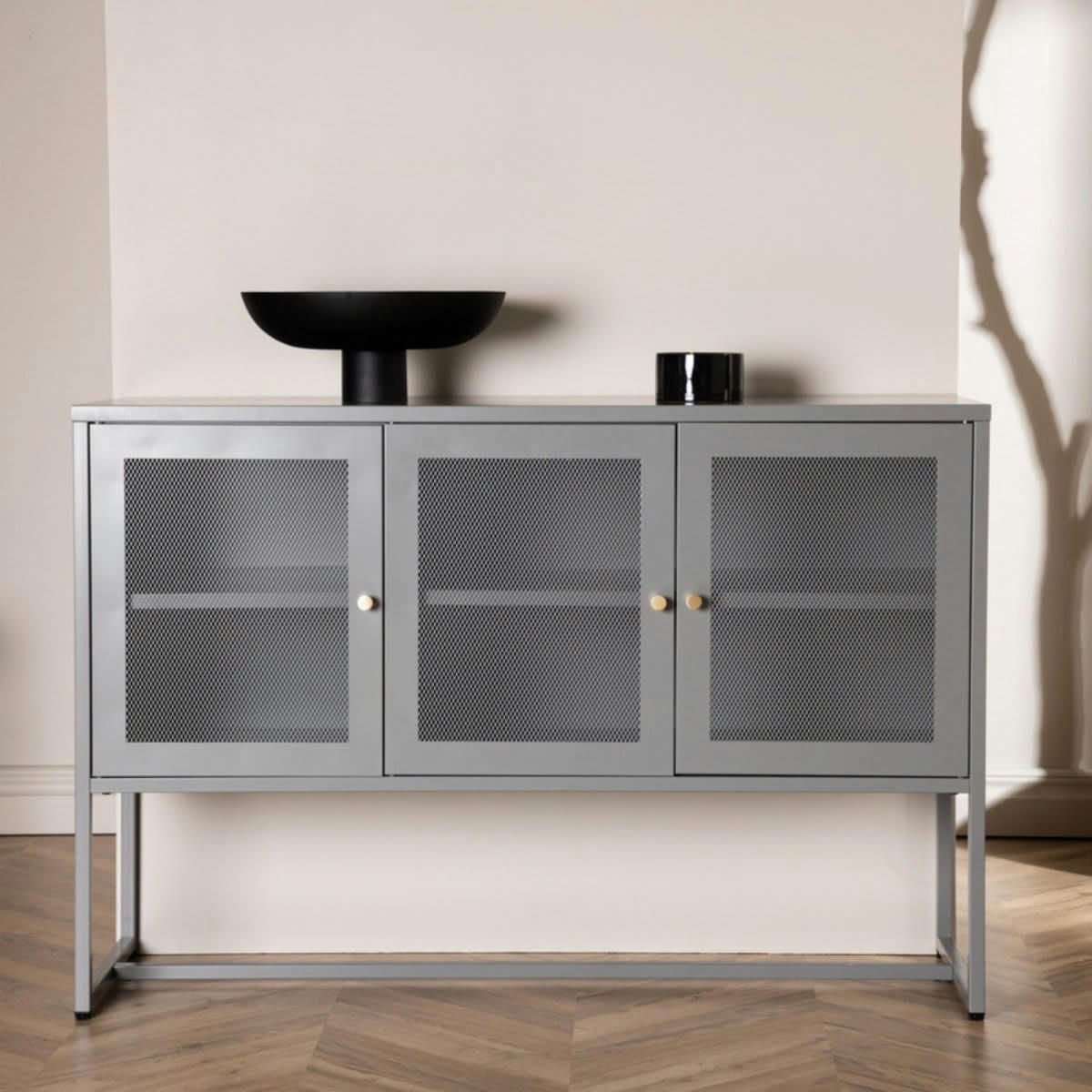 CABANA - Buffet bas industriel en acier 120cm gris