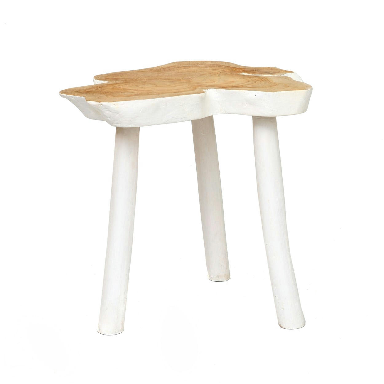 ORGANIC - Table d'appoint en bois de teak blanc naturel