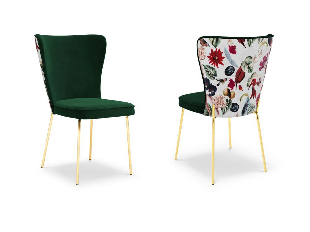 SILENE - Ensemble de 2 chaises 1 place en velours vert bouteille
