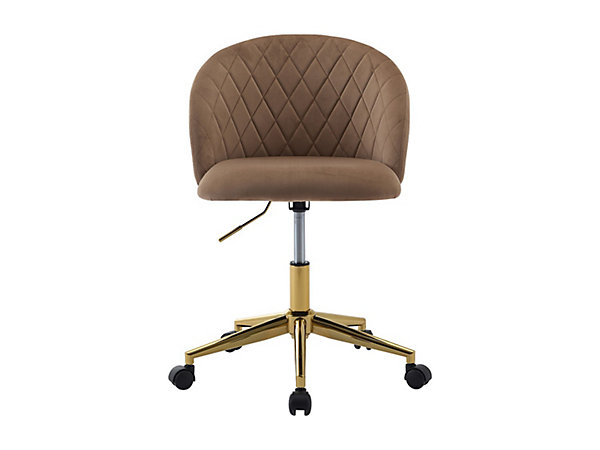 Chaise de bureau - Velours - Beige et doré - Hauteur réglable - PORIANI