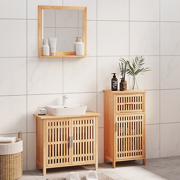 Ensemble de meubles de salle de bain 3 pcs Bois massif de noyer vidaXL