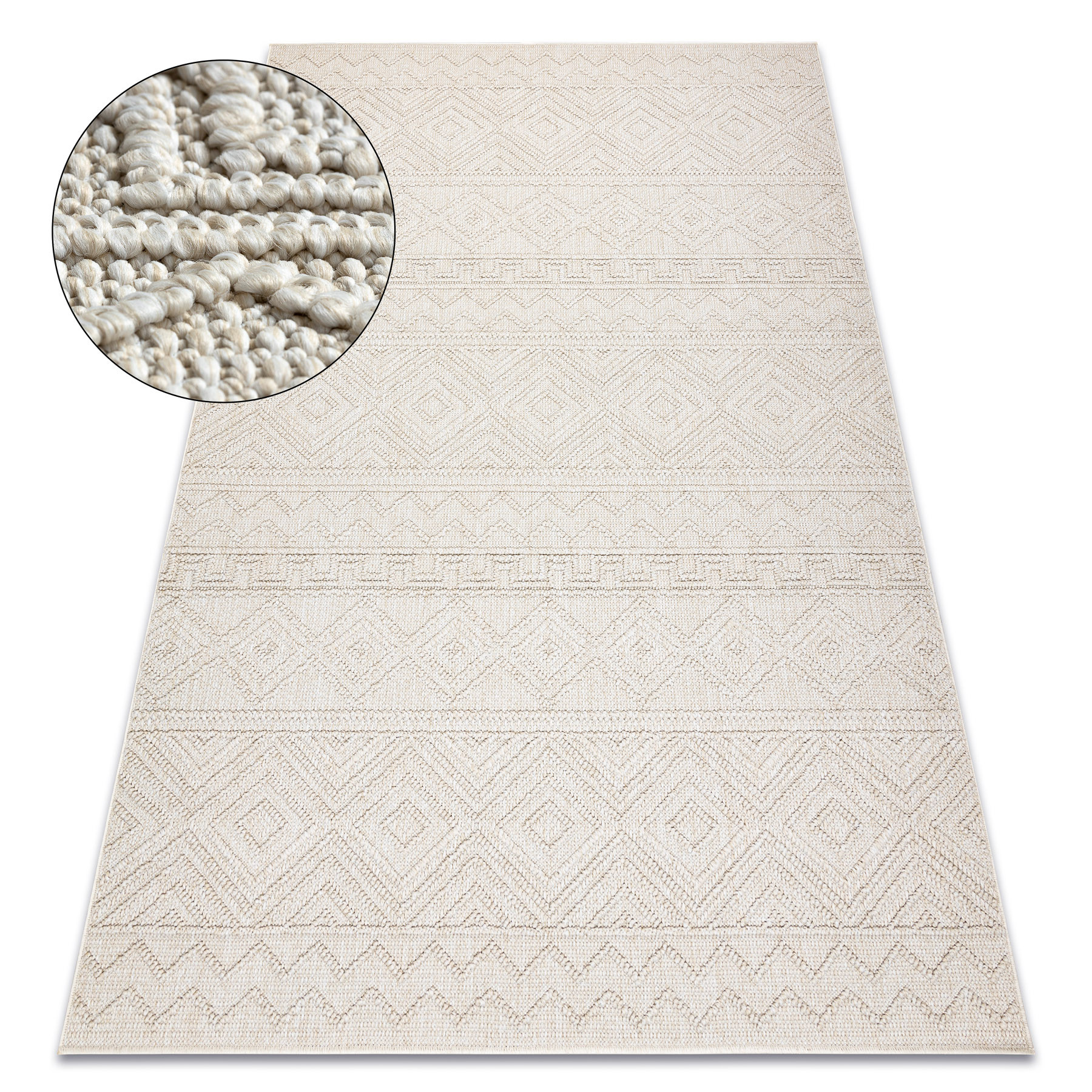 Dywan JERSEY 19234 krem - Romby, pętelkowy, strukturalny BOHO 60x100 cm