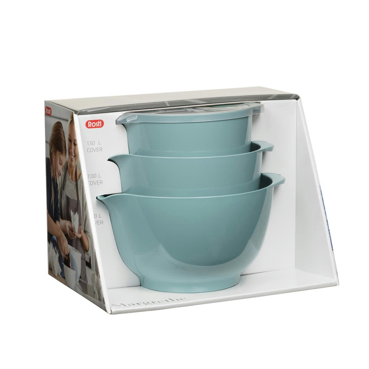 MARGRETHE - Ensemble saladiers en plastique bleu turquoise - Lot de 3