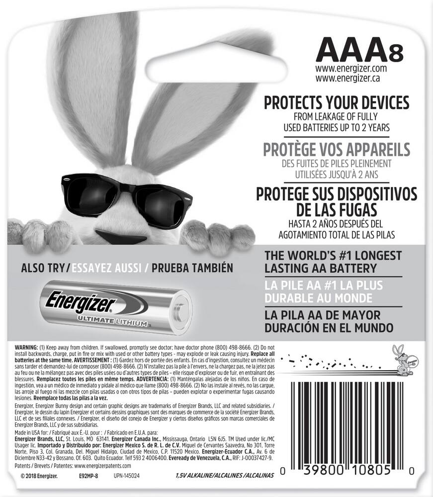 Energizer Max 8-pk AAA Alkaline Batteries, Long Lasting, All Purpose