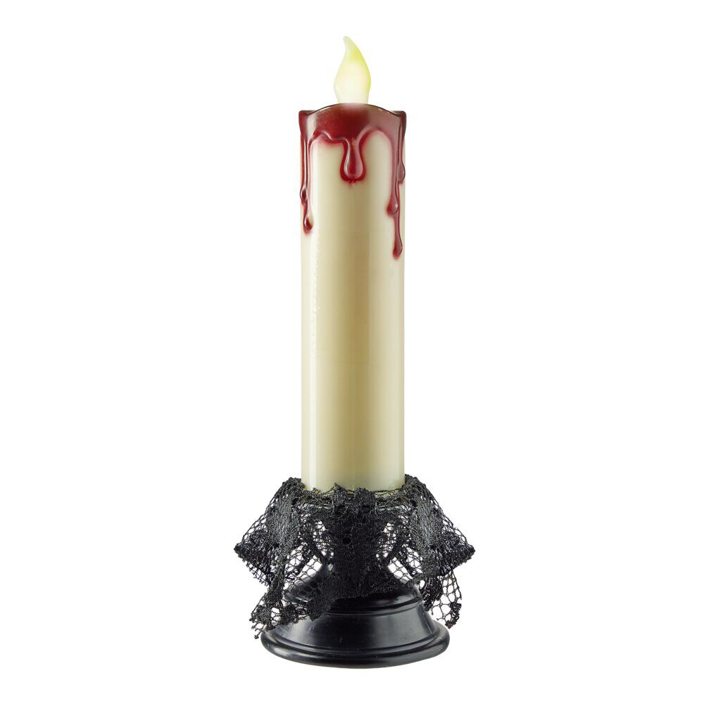 Bougie LED Halloween pilier ensanglanté Ø7xH23cm
