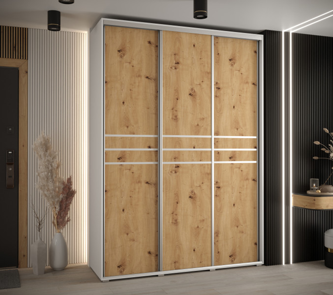 Szafa przesuwna 45 wysoka Davos 10 170 biały artisan srebrny