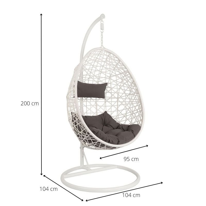 Hangstoel swing met standaard - wit - &Oslash;104x200 cm