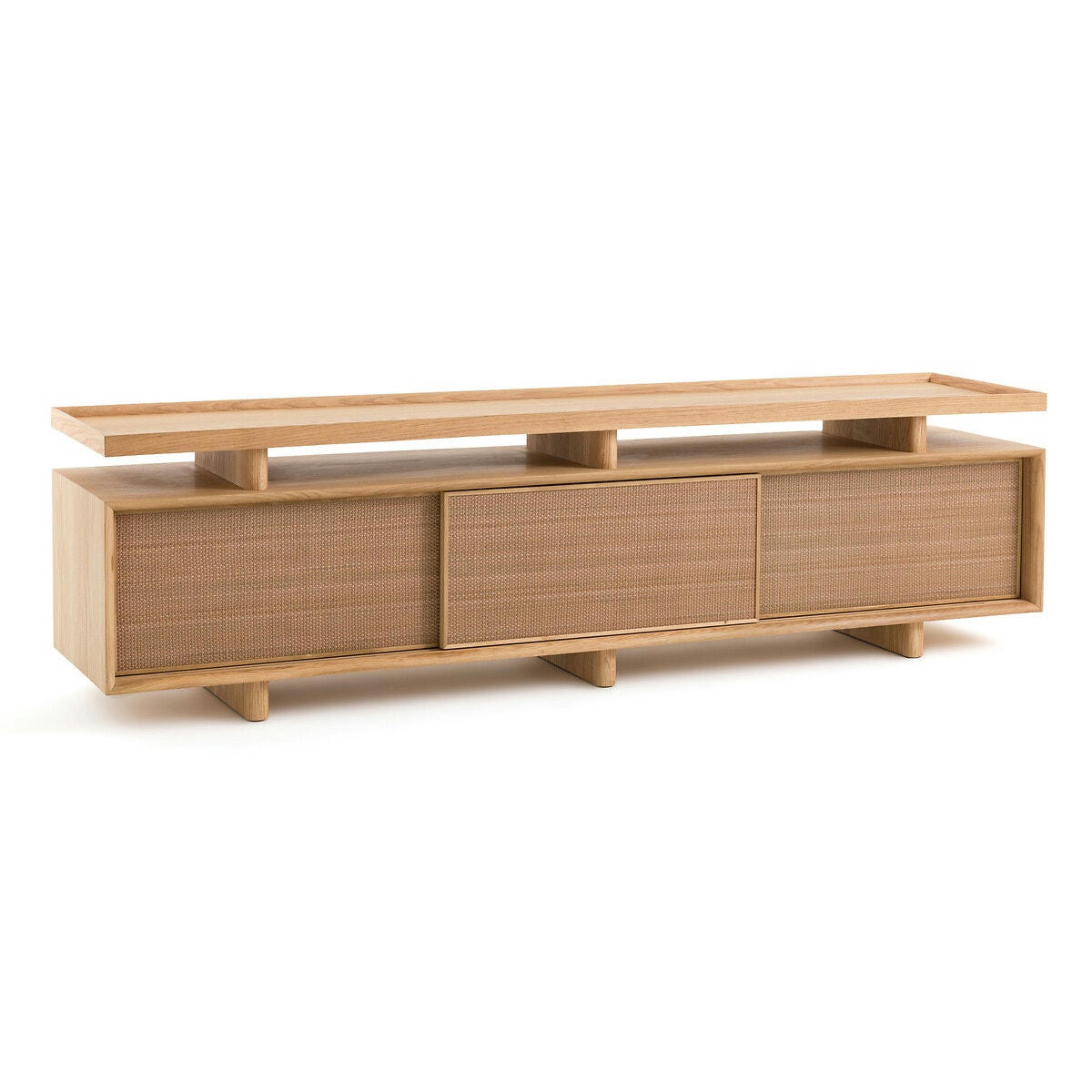 Meuble TV enfilade chêne/cuir, Propono
