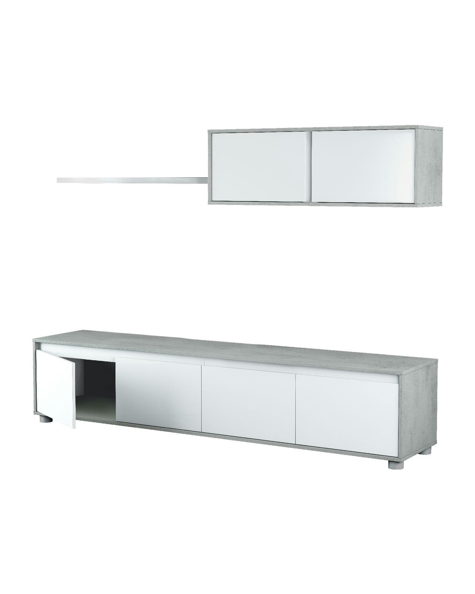 SAVANNAH - Elément mural effet bois blanc et béton