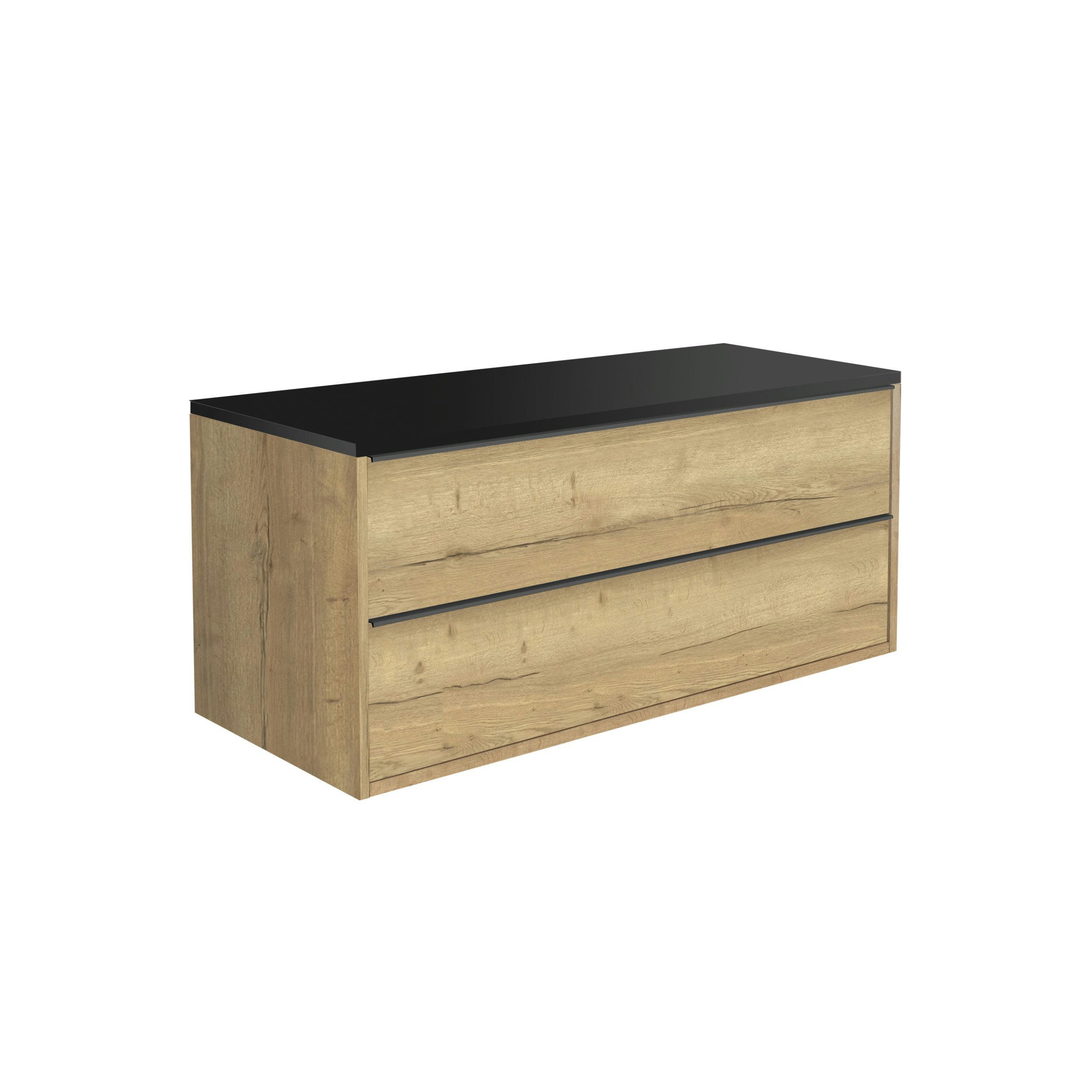 BORDER - Meuble de salle de bain 120cm Chêne PPSM Meuble +  Plan Mélaminé