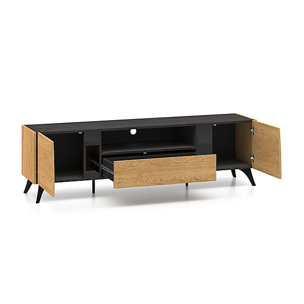 Meuble TV 2 portes 180 cm Soah Bois et Noir