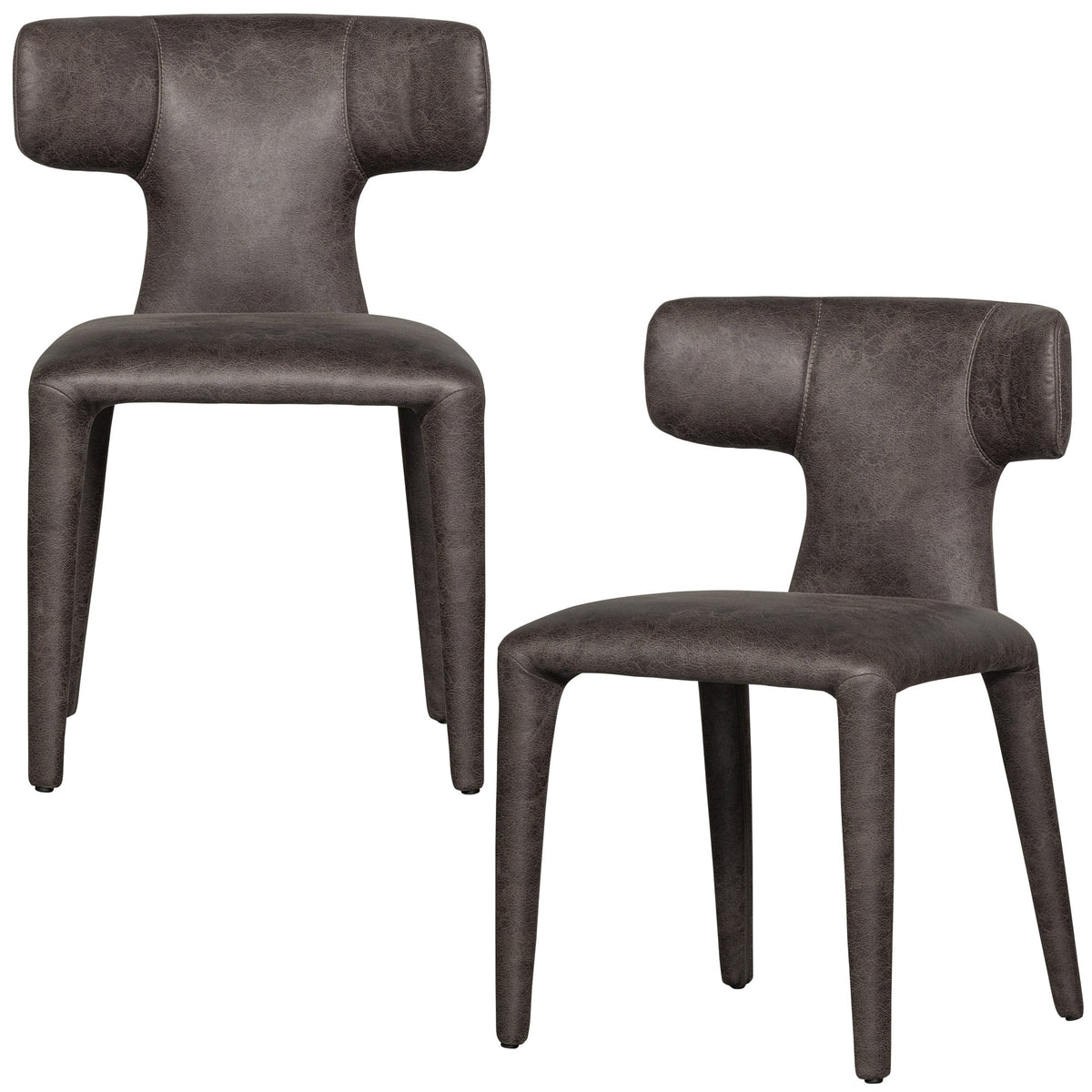 WOOOD eetkamerstoelen Permit - Leerlook - Zwart/Grijs - Set van 2