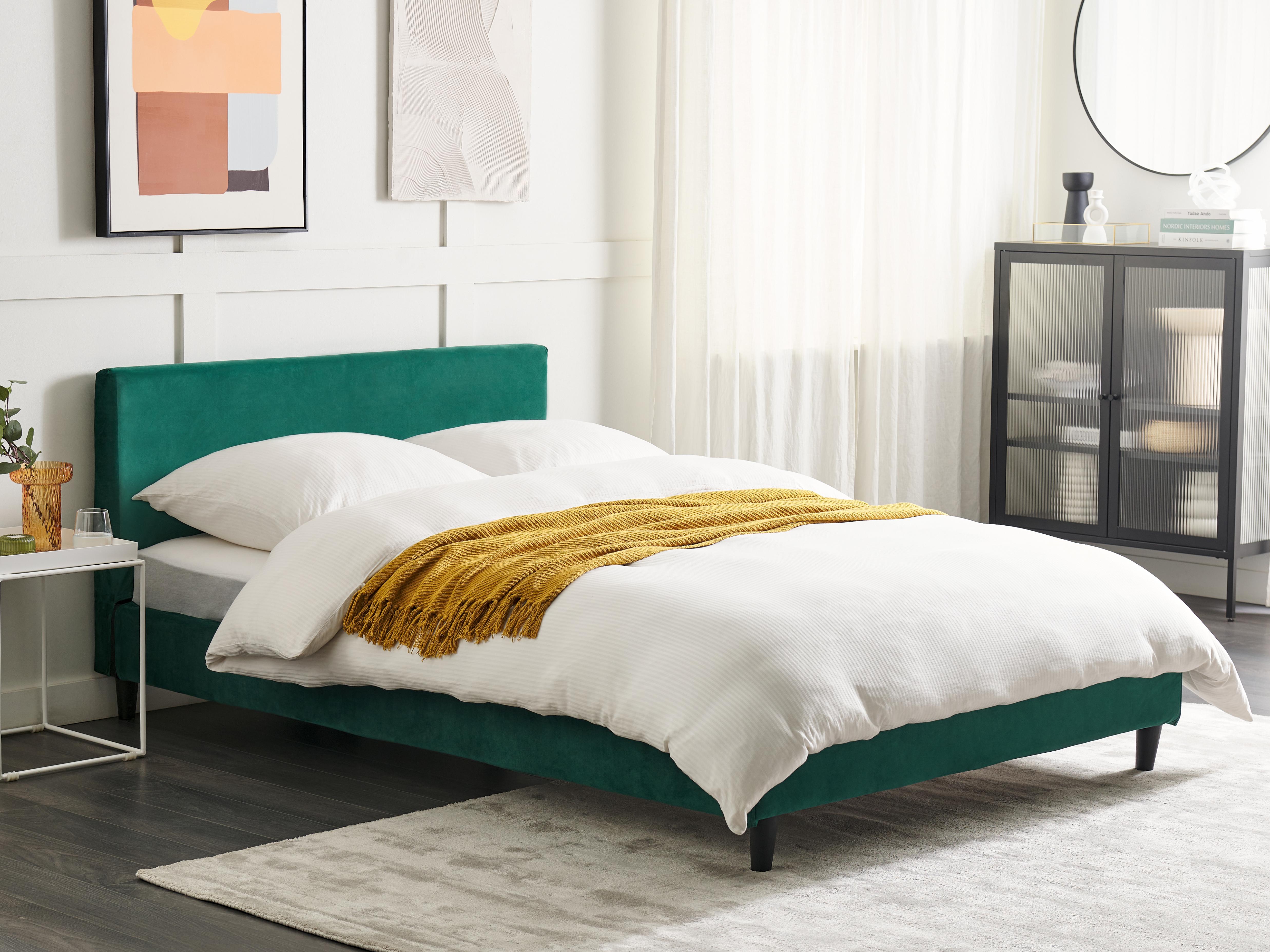 Bed Frame Cover Velvet FITOU 140 x 200 cm Dark Green