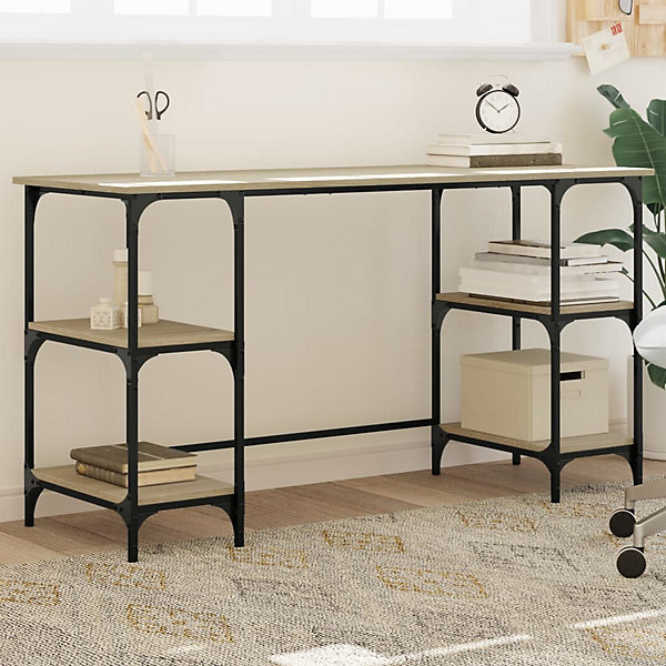 Bureau chêne sonoma 140x50x75 cm métal et bois d'ingénierie vidaXL