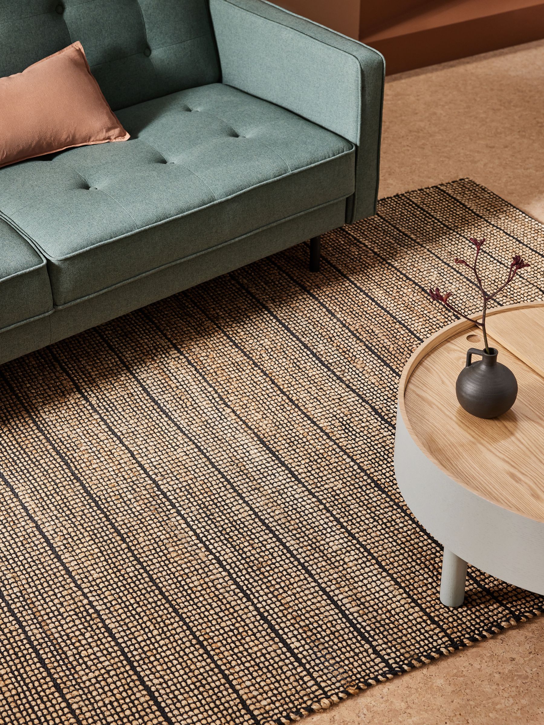 Hurley Woven Jute Rug in Black