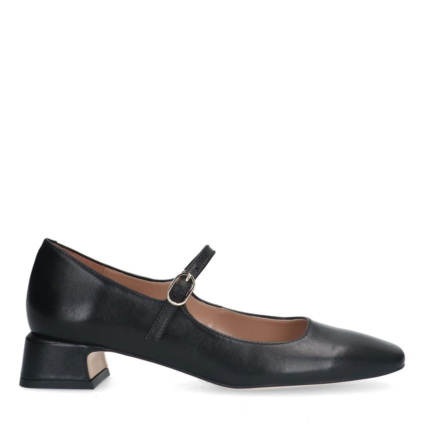 Manfield Zwarte leren pumps