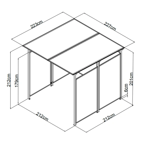 Allzweckunterstand, Aufstellmaß: Breite: 227 cm, Tiefe 223 cm