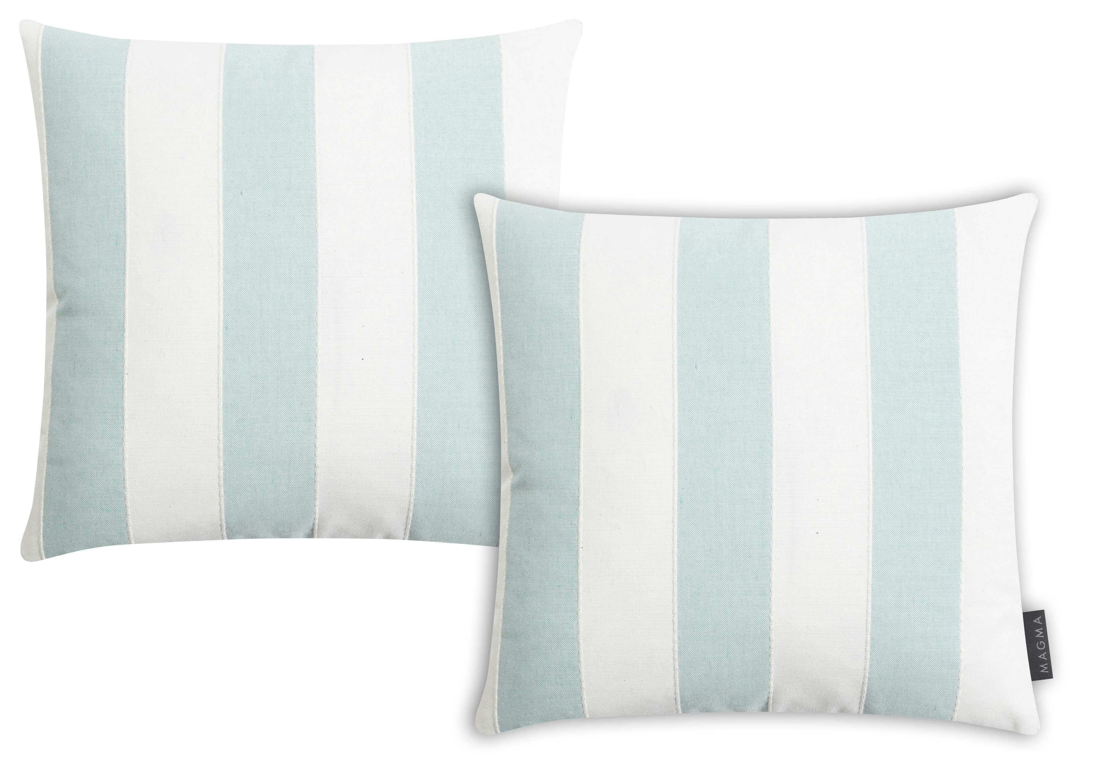 MARLENE - Housses de coussin rayées blanc et turquoise -Lot de 2- 40x40