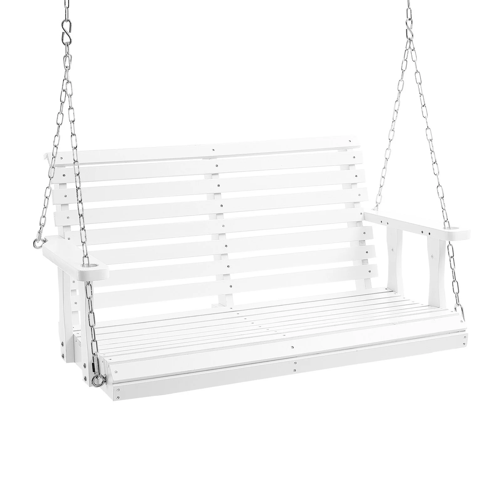 White Cedar Wood Swing with Steel Chains, 880 lbs Strong Load Capacity - 58.8” L x28” W x 23.6” H