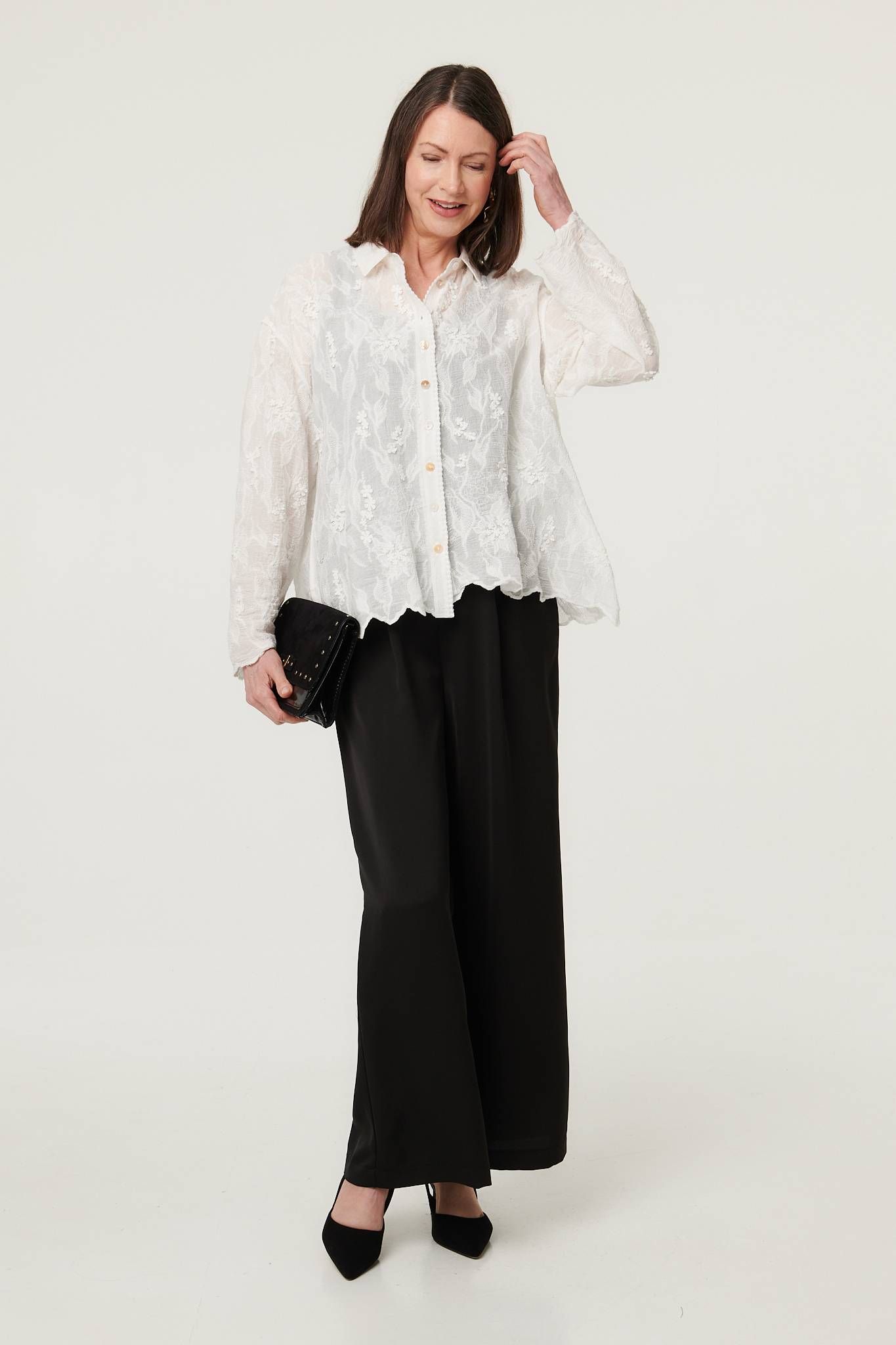 Izabel London Lace Embroidered Relaxed Blouse
